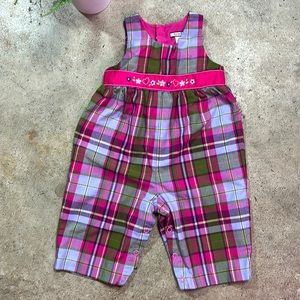 Hartstrings Jumpsuit Floral Plaid Button Crotch